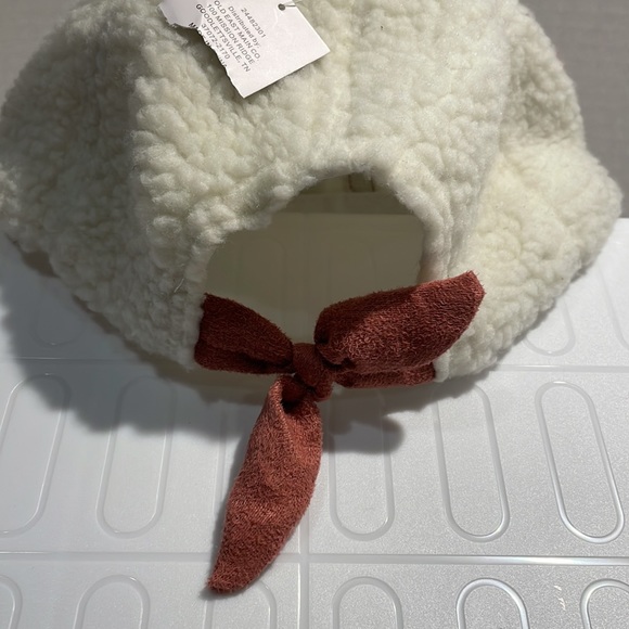 NWT Old East Main Co ivory Sherpa baseball hat with #73 in Dusty Rose suede - Picture 2 of 5